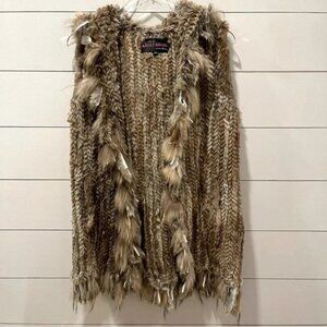 Kelli Kouri Genuine Fur Hooded Vest Womens